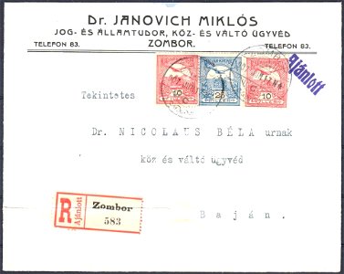 Hungary 1907 Cover Zombor-Bajan