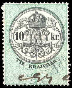 Hungary 1876 document revenue 10kr. Free illustration for personal and commercial use.