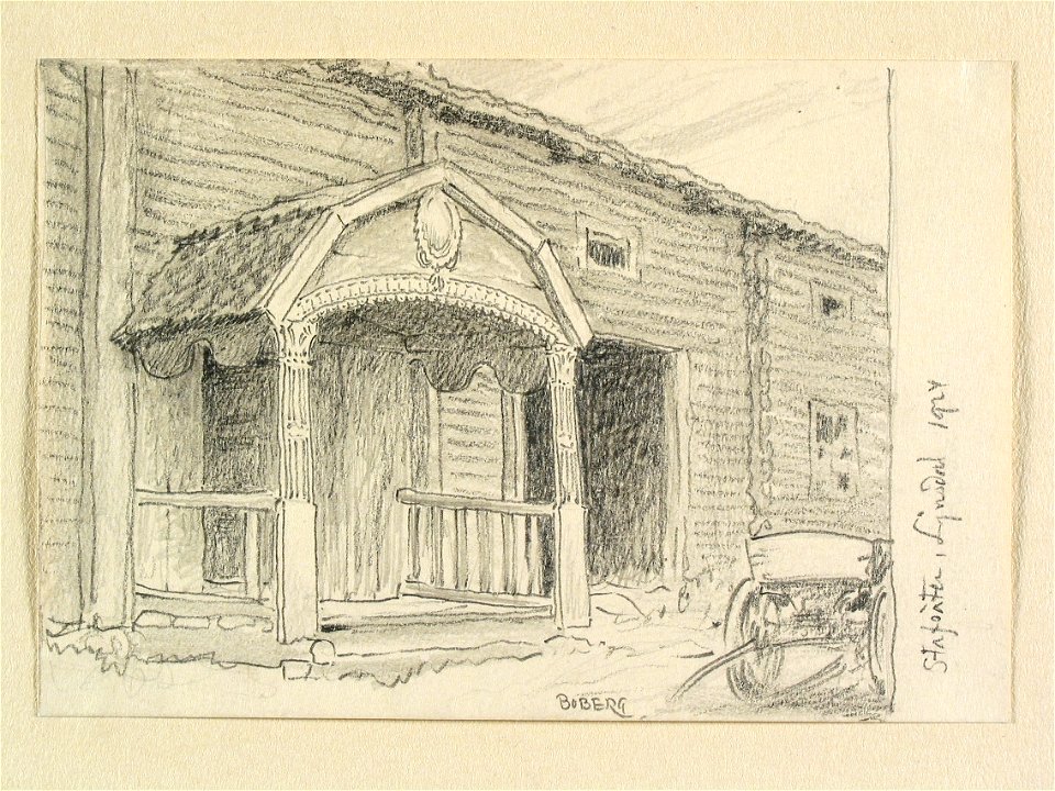 Hälsingland, Ljusdals sn., Stavsäter. Teckning av Ferdinand Boberg - Nordiska museet - NMA.0088235