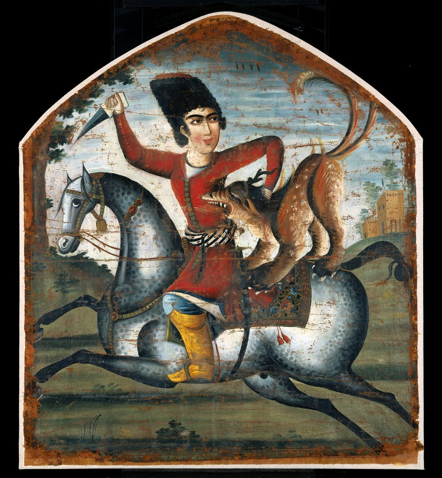 Hunter on Horseback Attacked by a Mythical Beast - Google Art Project. Free illustration for personal and commercial use.