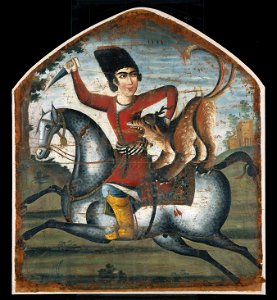 Hunter on Horseback Attacked by a Mythical Beast - Google Art Project