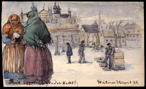 Hvitsippor (4 grader kallt). Fritz von Dardel, 1886 - Nordiska Museet - NMA.0037313. Free illustration for personal and commercial use.