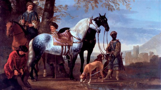Huntsmen halted, by Aelbert Cuyp