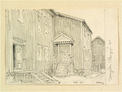 Hälsingland, Rengsjö sn., Norrgården. Teckning av Ferdinand Boberg - Nordiska museet - NMA.0088244