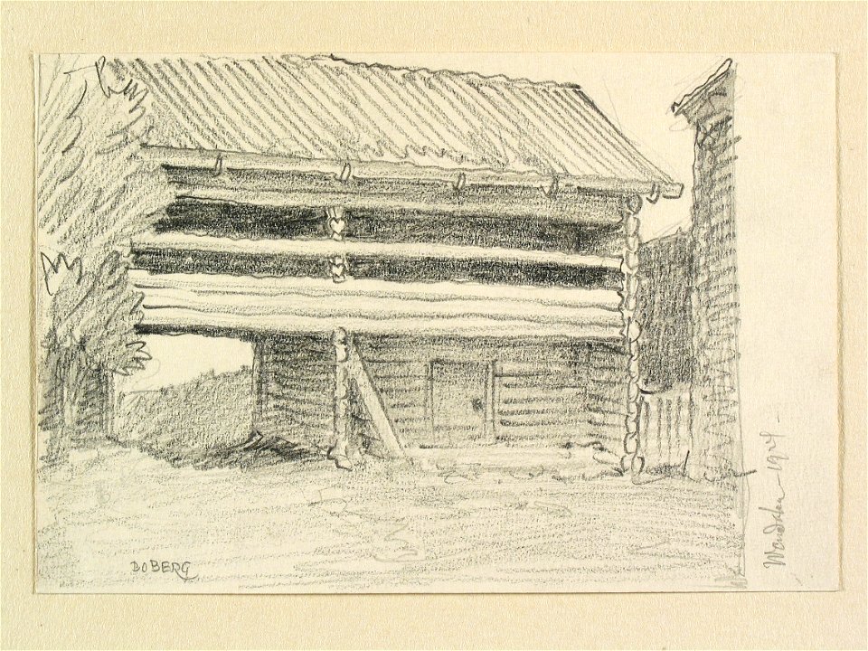 Härjedalen, Vemdalen. Teckning av Ferdinand Boberg - Nordiska museet - NMA.0088270