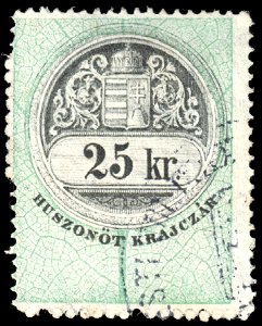 Hungary 1876 document revenue 25kr. Free illustration for personal and commercial use.