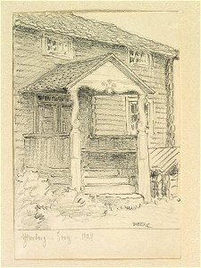 Härjedalen, Svegs sn., Ytterberg. Teckning av Ferdinand Boberg - Nordiska museet - NMA.0088266