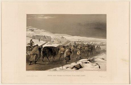 Huts and warm clothing for the army - W. Simpson del. ; E. Morin lith. LCCN2004672575