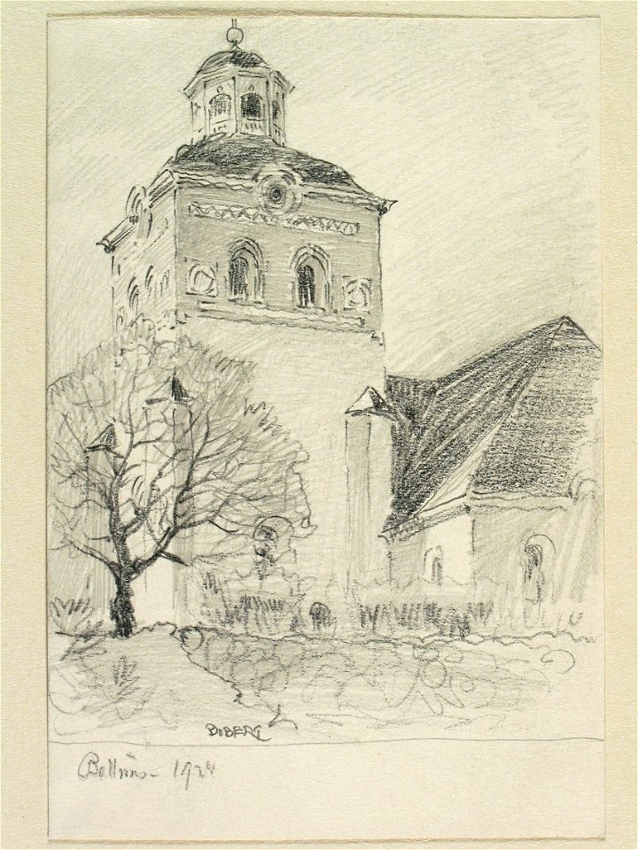 Hälsingland, Bollnäs kyrka. Teckning av Ferdinand Boberg - Nordiska museet - NMA.0089624
