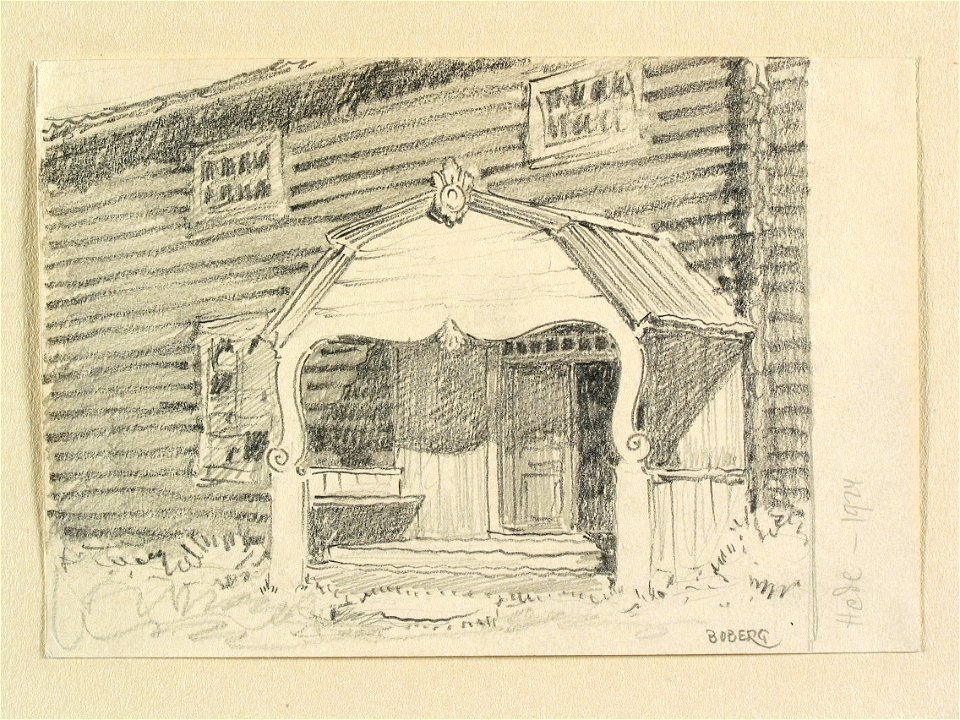 Härjedalen, Hede. Teckning av Ferdinand Boberg - Nordiska museet - NMA.0088259