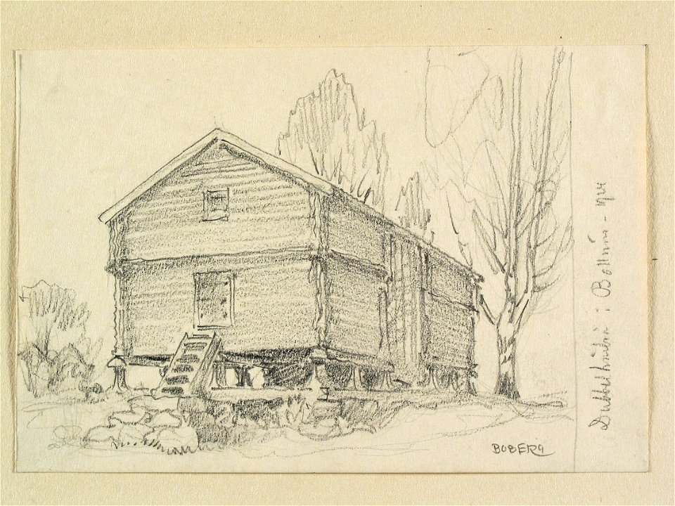 Hälsingland, Bollnäs sn. Dubbelhärbre. Teckning av Ferdinand Boberg - Nordiska museet - NMA.0088229