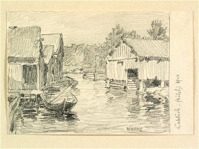 Hälsingland, Rogsta sn., Lakbäck. Teckning av Ferdinand Boberg - Nordiska museet - NMA.0088245