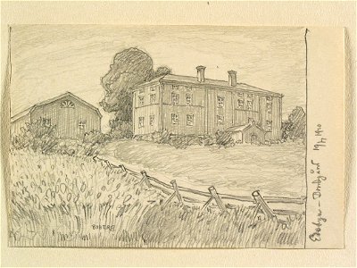 Hälsingland, Ovanåkers sn. Edsbyn – bondgård . Teckning av Ferdinand Boberg - Nordiska museet - NMA.0088240
