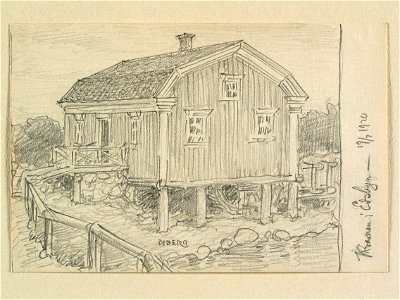 Hälsingland, Ovanåkers sn. Kvarnen i Edsbyn. Teckning av Ferdinand Boberg - Nordiska museet - NMA.0088242