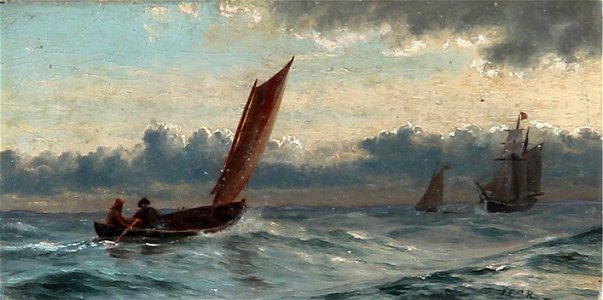 I. E. C. Rasmussen - To fiskere i en fiskerbåd