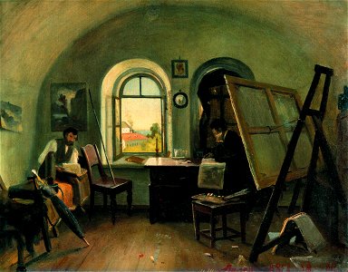 I. I. Shishkin and A. V. Gine in the Studio on the Valaam Island (Shishkin)
