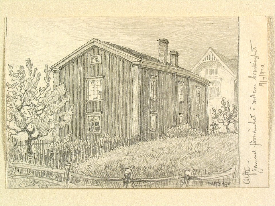 Hälsingland, Alfta. Gammal förnämhet och modern brackighet. Teckning av Ferdinand Boberg - Nordiska museet - NMA.0088217