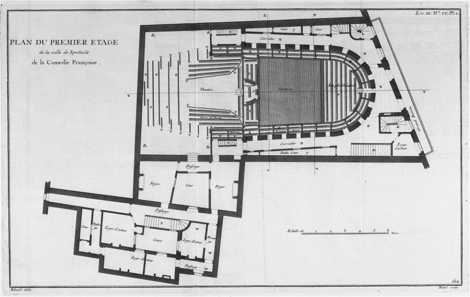Hôtel des Comédiens du Roi - Plan du premier étage - Architecture françoise Tome2 Livre3 Ch4 Pl2 - Kyoto U