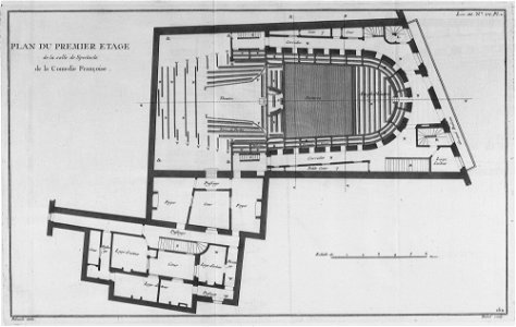 Hôtel des Comédiens du Roi - Plan du premier étage - Architecture françoise Tome2 Livre3 Ch4 Pl2 - Kyoto U