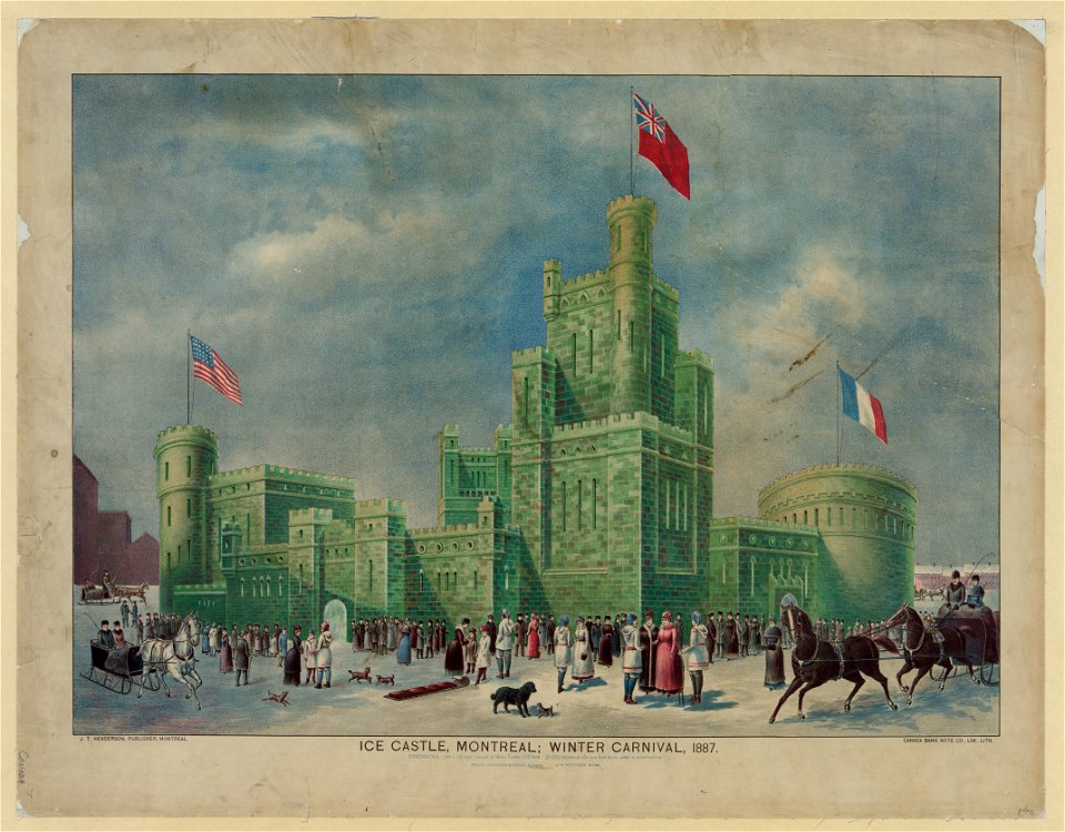 Ice castle, Montreal; winter carnival, 1887 - J.T. Henderson, publisher, Montreal ; Canada Bank Note Co. Lim., lith. LCCN2012647238