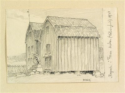 Hälsingland, Forsa sn. Magasin i Forsa socken . Teckning av Ferdinand Boberg - Nordiska museet - NMA.0088231