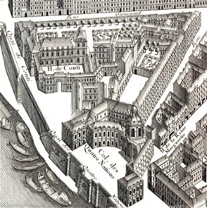 Hôtel de Conti and Collège des Quatres Nations on 1739 Turgot plan of Paris - David Rumsey