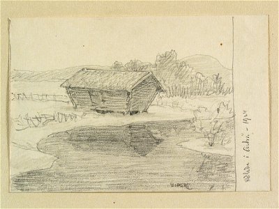Hälsingland, Arbrå. Hölada. Teckning av Ferdinand Boberg - Nordiska museet - NMA.0088228