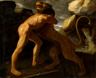 Hércules lucha con el león de Nemea, por Zurbarán