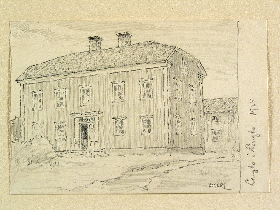 Hälsingland, Skogs sn. Långbo i Lingbo . Teckning av Ferdinand Boberg - Nordiska museet - NMA.0088252