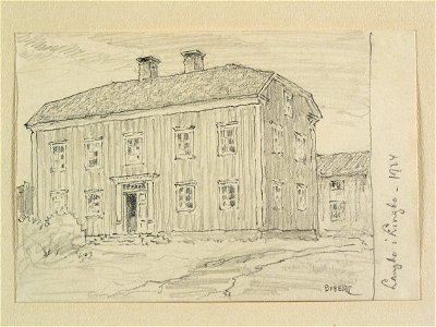 Hälsingland, Skogs sn. Långbo i Lingbo . Teckning av Ferdinand Boberg - Nordiska museet - NMA.0088252
