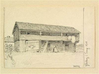 Härjedalen, Svegs sn., Ytterberg. Teckning av Ferdinand Boberg - Nordiska museet - NMA.0088265