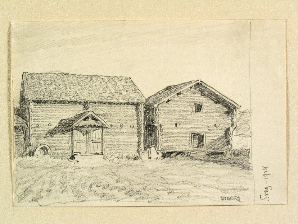 Härjedalen, Sveg. Teckning av Ferdinand Boberg - Nordiska museet - NMA.0088268