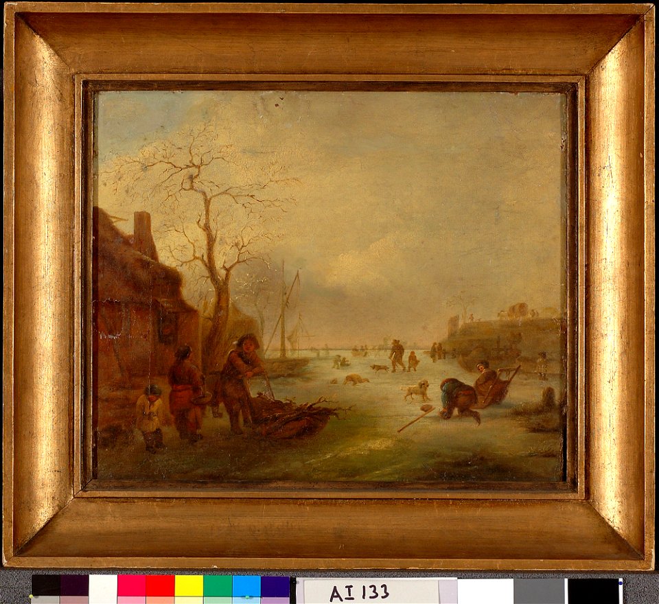 Ida Silfverberg - Luistelijoita Hollannissa, kopio Isaac van Ostaden mukaan - A I 133 - Finnish National Gallery