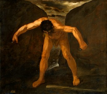 Hércules separa los montes Calpe y Abyla, por Zurbarán