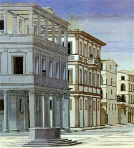 Città ideale, dettaglio - Galleria Nazionale delle Marche, Urbino. Free illustration for personal and commercial use.
