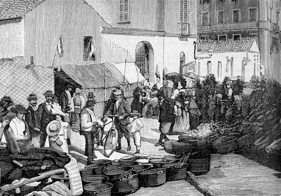 Iglesias – Una via durante la fiera della Vergine di Buon Cammino (xilografia)