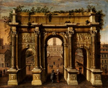 Idealansicht Septimius-Severus-Bogen und Kapitol 17Jh