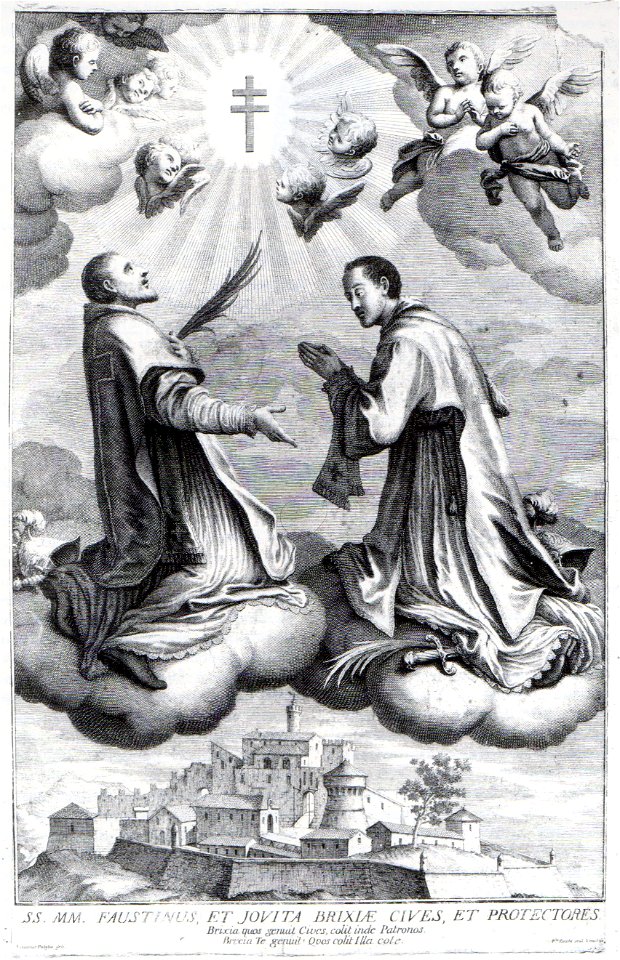 I santi faustino e giovita adorano la croce