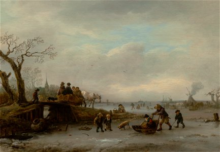 Ice Scene by Isaac van Ostade Mauritshuis 864. Free illustration for personal and commercial use.