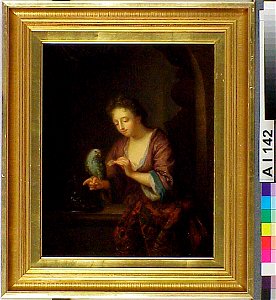 Ida Silfverberg - Woman Feeding a Parrot, after Arnold Boonen - A I 142 - Finnish National Gallery