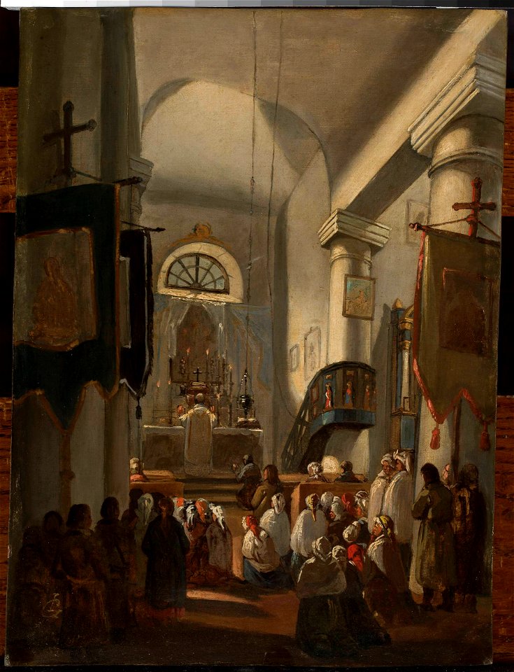 Ignacy Gierdziejewski - Church interior with staffage - MP 576 MNW - National Museum in Warsaw