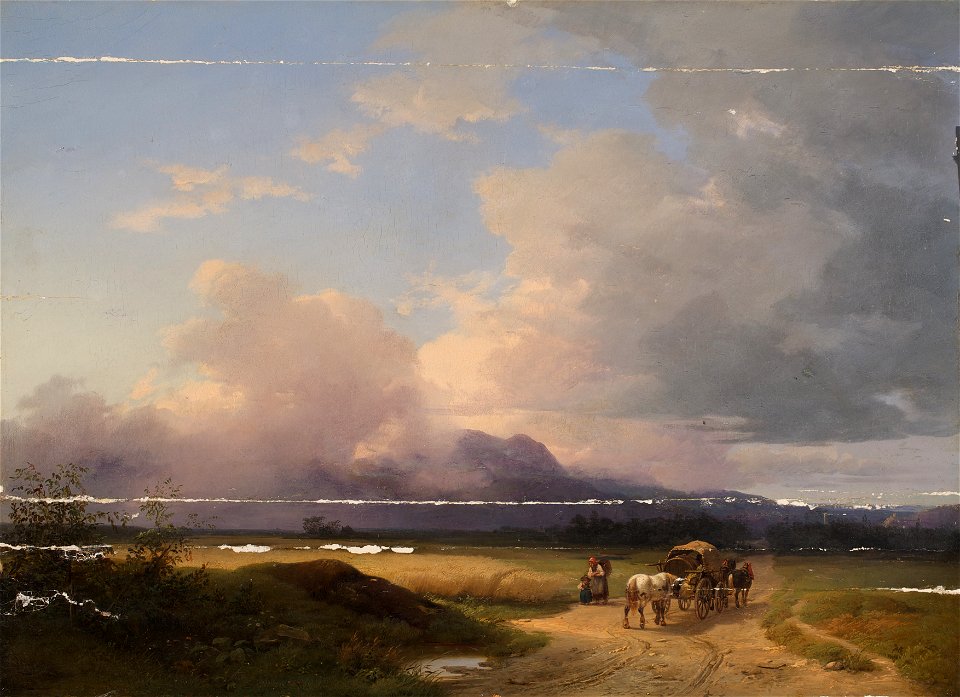 Ignaz Raffalt - Voralpenlandschaft mit Fuhrwerk auf der Straße - 5138 - Österreichische Galerie Belvedere