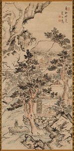 Ikeno Taiga 池大雅 - Mountain Hut and Scholar Viewing Plum Blossoms - TL42147.5 - Harvard Art Museums