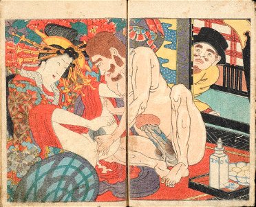 Ikkokai Meshimori, Embarking at the Harbor of Love (Shunshoku minato no irifune), vol. 1, c. 1854–1860