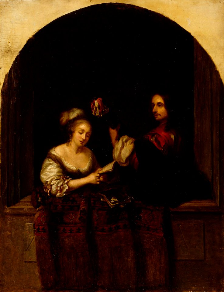 Ida Silfverberg - Laulava nainen ja kitaraa soittava herra, kopio Caspar Netscherin mukaan - A I 137 - Finnish National Gallery
