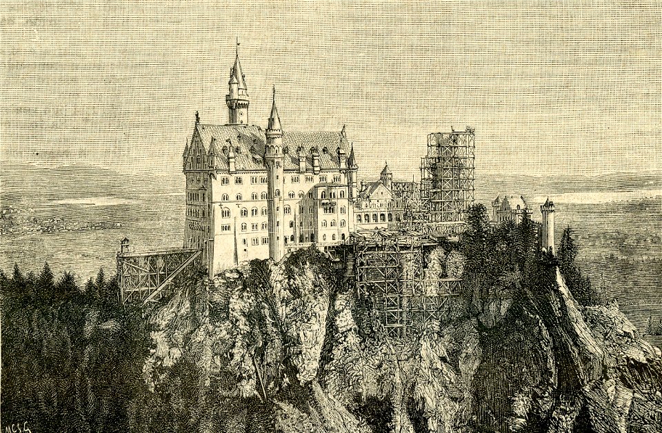 Il castello di Neu-Schwanstein in costruzione