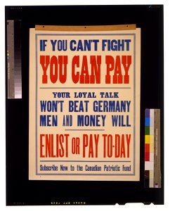 If you can't fight you can pay. Your loyal talk won't beat Germany. Men and money will. Enlist or pay to-day. Subscribe now to the Canadian Patriotic Fund LCCN2005691268
