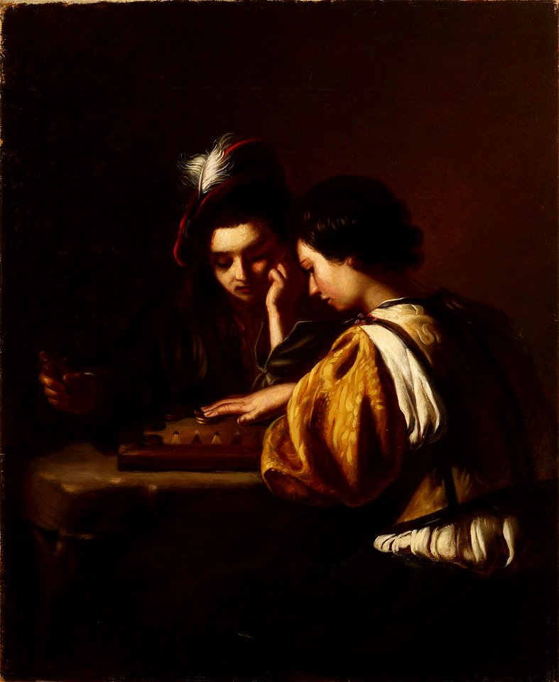 Ida Silfverberg - Lautapelin pelaajat, kopio Bartolomeo Manfredin mukaan, osa - A-2009-86 - Finnish National Gallery
