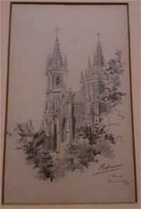 Iglesia Cóbreces, drawing by Mariano Pedrero, pencil, 1899, collection of Marceliano Pedrero