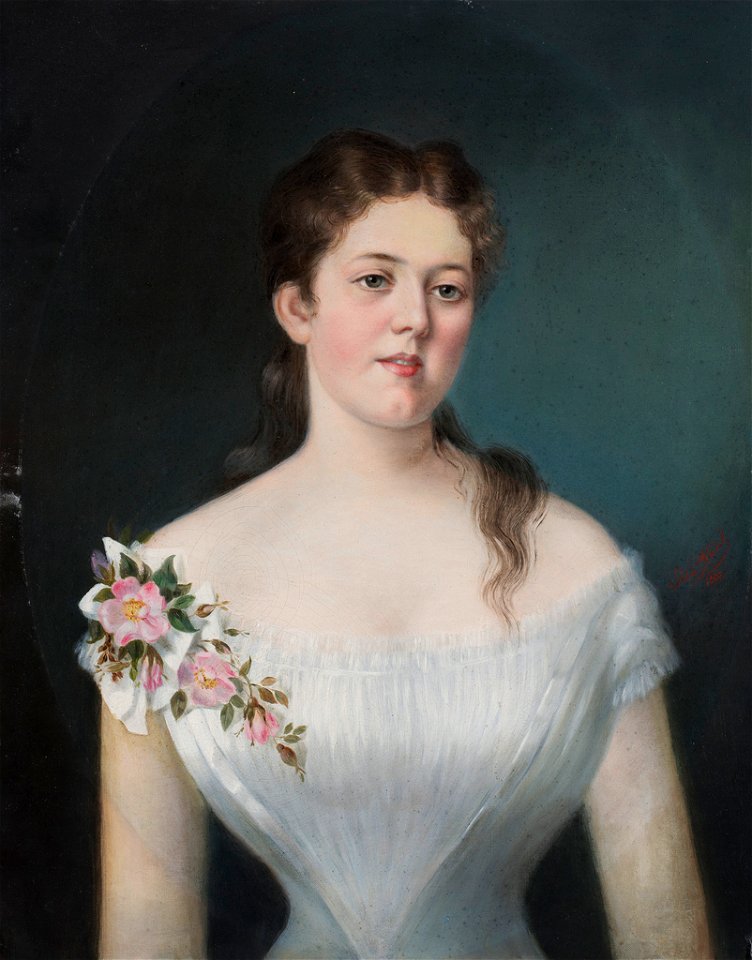 Ida Künl - Portret dekleta v beli obleki